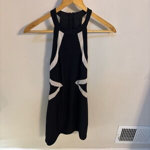 Black and Cream Sheer Cutout Dress